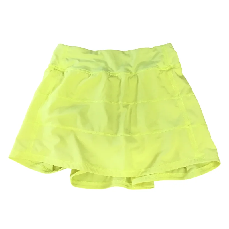 Comfortable sports pants for running keep you moving -Athletic Skort By Lululemon In Yellow, Size: 2