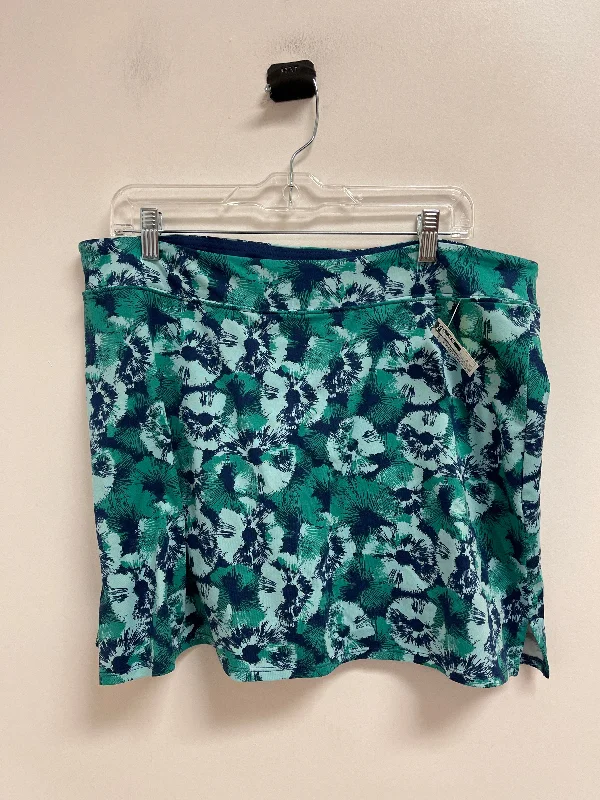 Sports pants with elastic hems stretch nicely -Athletic Skort By Tranquility In Blue & Green, Size: Xl