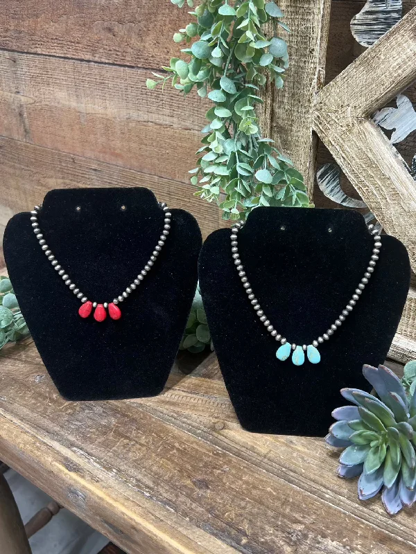 Beautiful necklaces and pendants with moon and star charms for a dreamy effect-Boerne Faux Navajo with Teardrop Stones Necklace