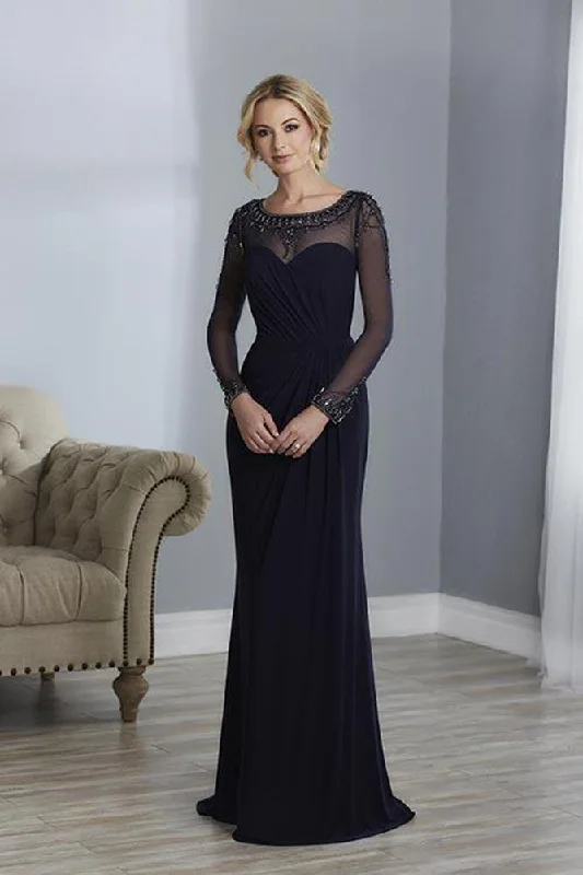 Plus size dresses with V-necks elongate figures -Christina Wu Elegance - Illusion Bateau Long Sleeves Evening Gown 17863