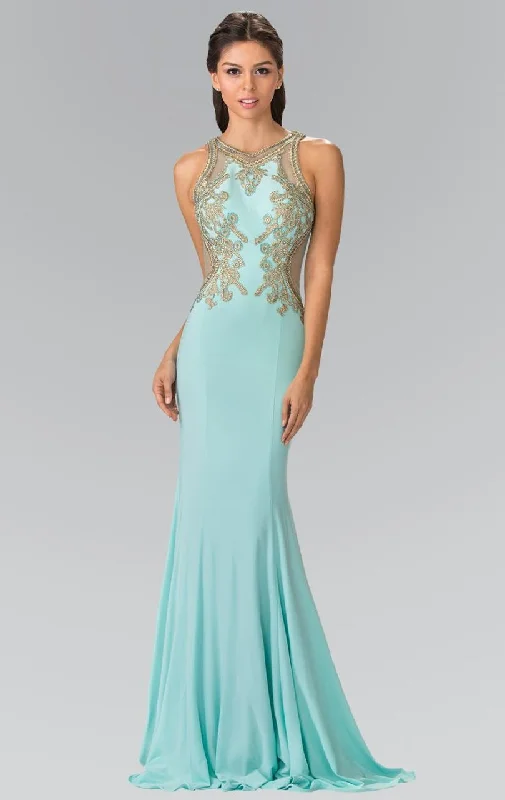 Plus size dresses for special occasions dazzle effortlessly -Elizabeth K - GL2321 Halter Long Gown with Side Cut Outs