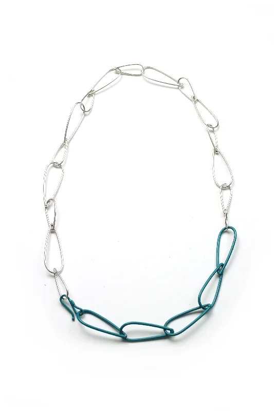 Best necklaces and pendants with layered designs for a chic, stacked look-Modular Necklace in Silver and Bold Teal