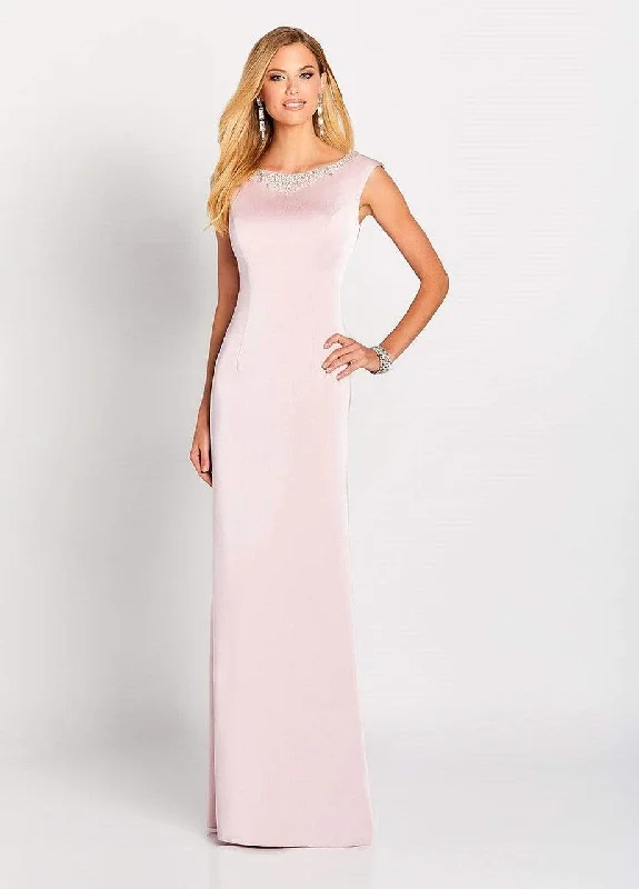 Plus size dresses with supportive linings feel great -Cameron Blake - 119647  Beaded Bateau Neck Stretch Crepe Gown - 1 Pc. Petal in size 12 Available