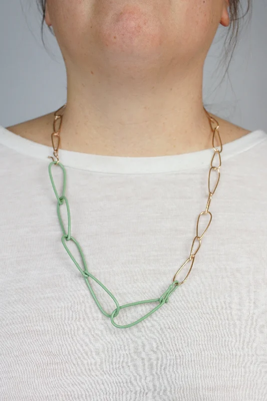 Stunning necklaces and pendants with chakra stones for healing and balance-Modular Necklace in Bronze and Pale Green