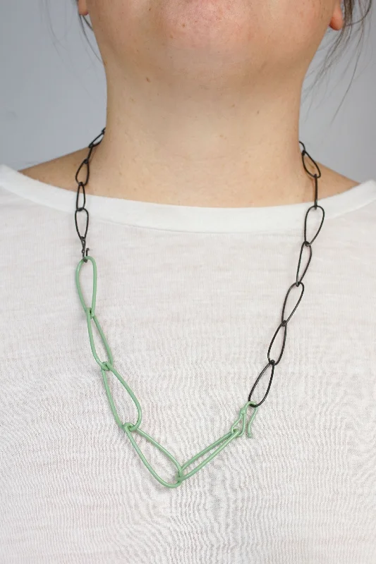 Stunning necklaces and pendants with sapphire gemstones for a luxurious blue hue-Modular Necklace in Steel and Pale Green