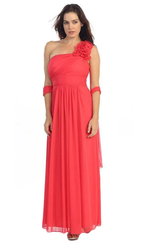 Plus size dresses featuring gemstone details shine subtle -Eureka Fashion - 2005 Ruffled Shoulder Affordable Prom Gown