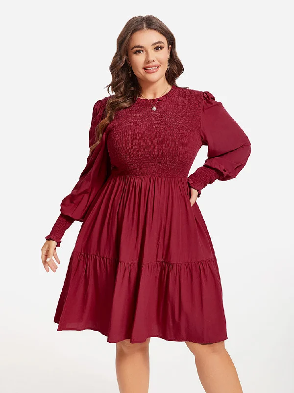 Plus size dresses for festive events shine loud -Flounce Sleeve Ruffle Hem Dress