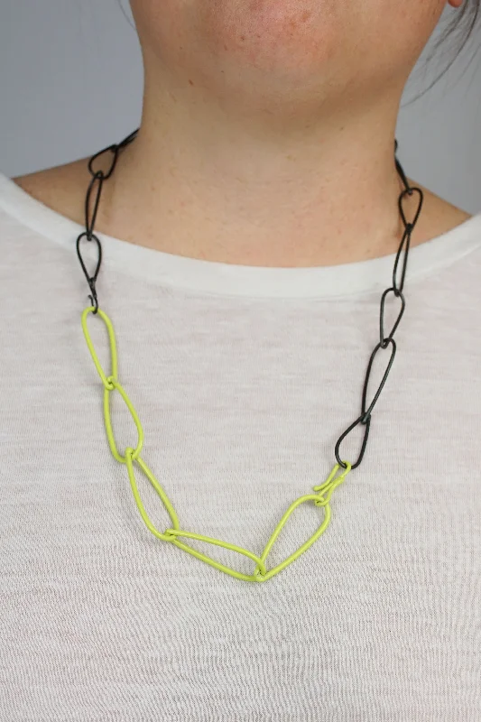 Best necklaces and pendants with crystal accents for a sparkling and elegant style-Modular Necklace in Steel and Neon Chartreuse