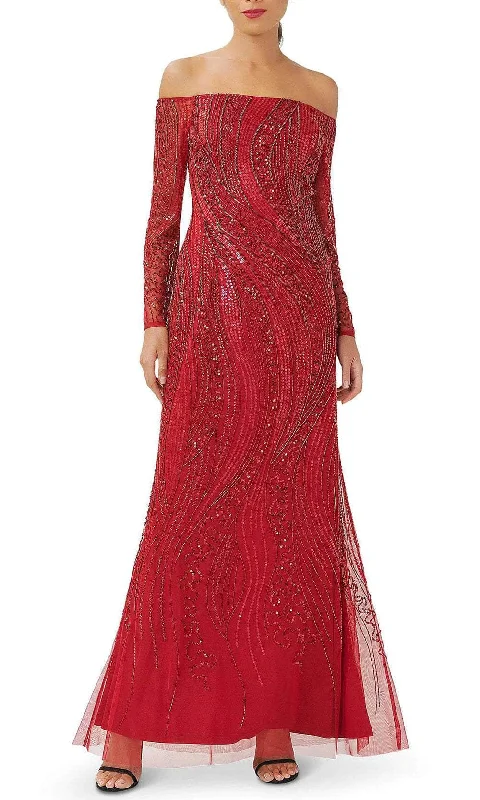 Plus size dresses for every mood adapt well -Adrianna Papell AP1E210117 P - Beaded Off Shoulder Evening Gown