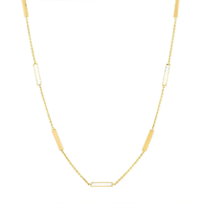 Necklaces and pendants with diamond pendants for a luxurious sparkling effect-White Enamel Bar Necklace