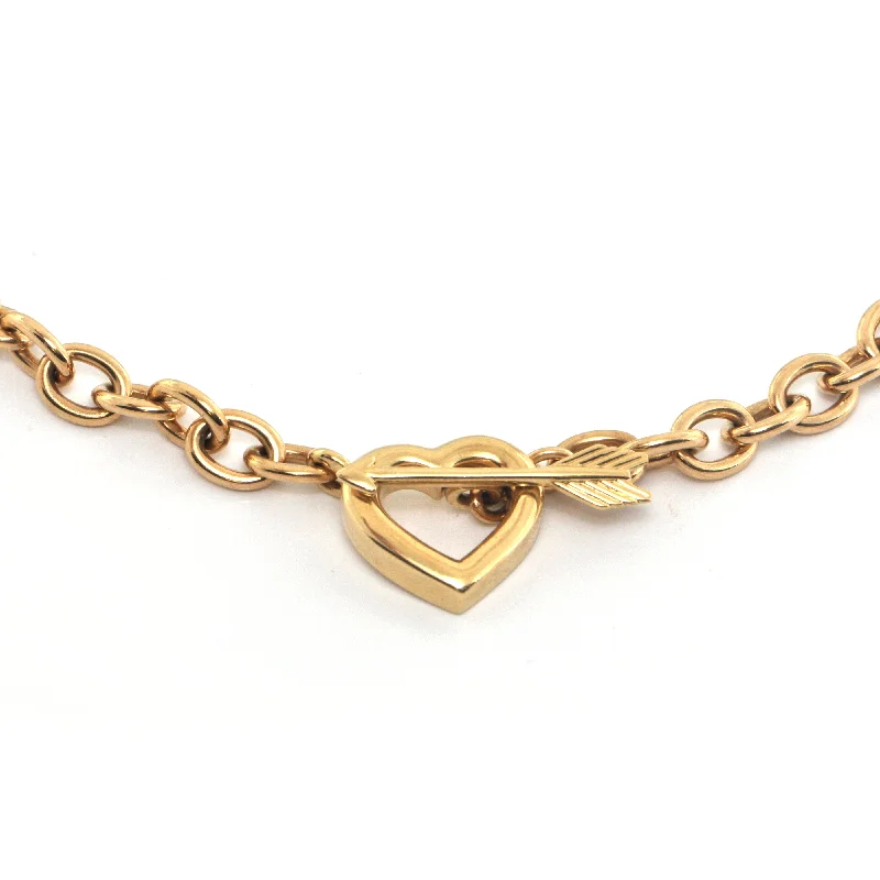 Best necklaces and pendants with black diamonds for an edgy, bold statement-Tiffany & Co. 18K Yellow Gold Heart and Arrow Chain Link Necklace C.1994