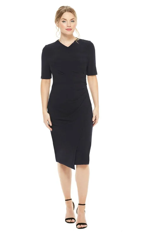 Plus size dresses with bright hues feel lively -Maggy London - GSN13M Knee Length Draped Sheath Dress