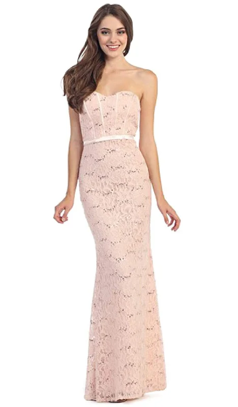 Plus size dresses with durable weaves endure wear -Eureka Fashion - Strapless Corset Bodice Lace Sheath Evening Gown