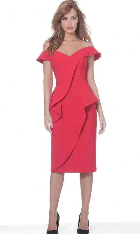 Plus size dresses with short sleeves suit spring -Jovani - 04426SC Ruffle Draped Cocktail Dress