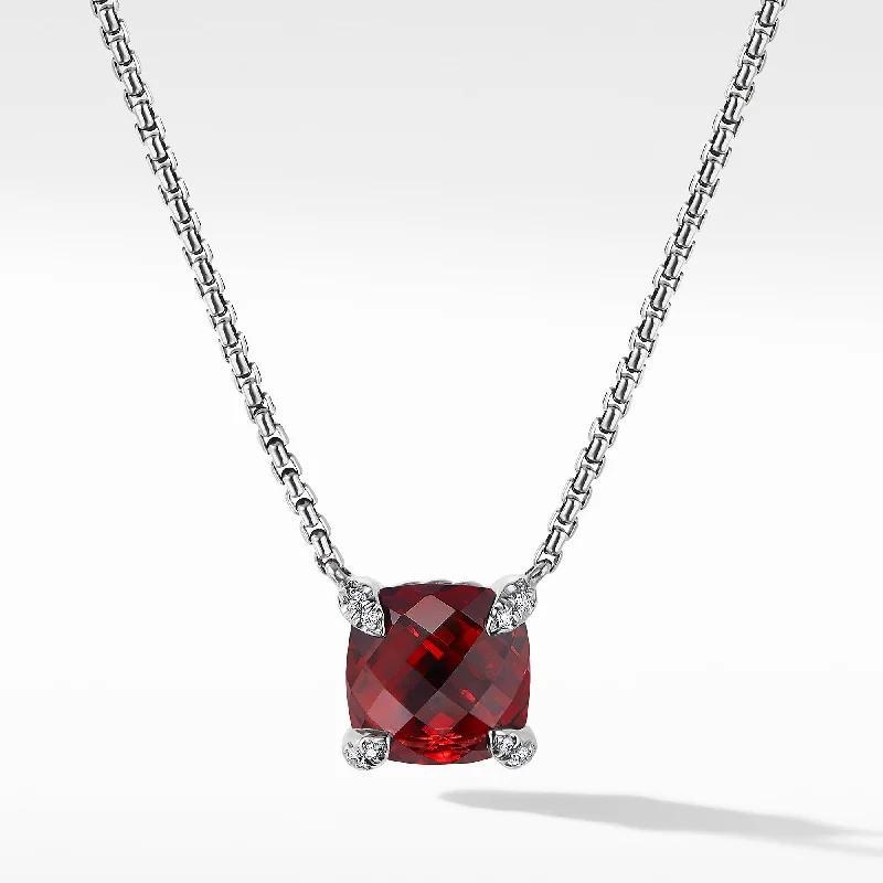 Beautiful necklaces and pendants with geometric shapes for a modern, artistic design-Châtelaine® Pendant Necklace with Rhodolite Garnet and Diamonds