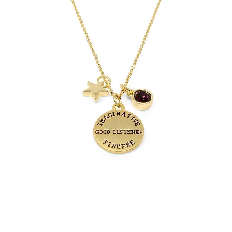 Stunning necklaces and pendants with ruby and diamond combinations for a luxurious effect-Birthstone Necklace February Gold Plated