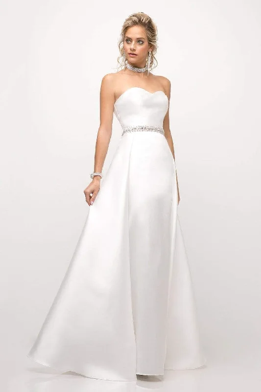 Plus size dresses with timeless cuts suit all -Cinderella Divine - UT253 Strapless Mikado Crystal Beaded Belt Gown