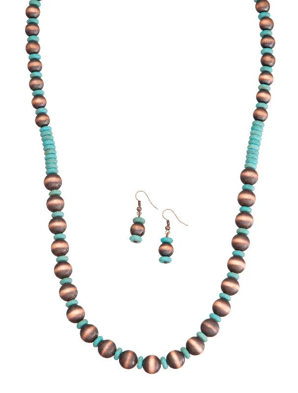 Necklaces and pendants with sun and moon motifs for a celestial-inspired design-Burnished Copper and Turquoise Necklace