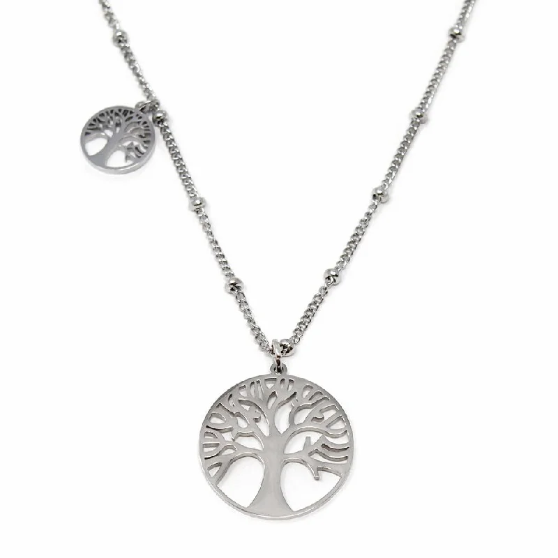 Best necklaces and pendants with layered designs for a chic, stacked look-Stainless Steel Tree of Life Medallion Necklace