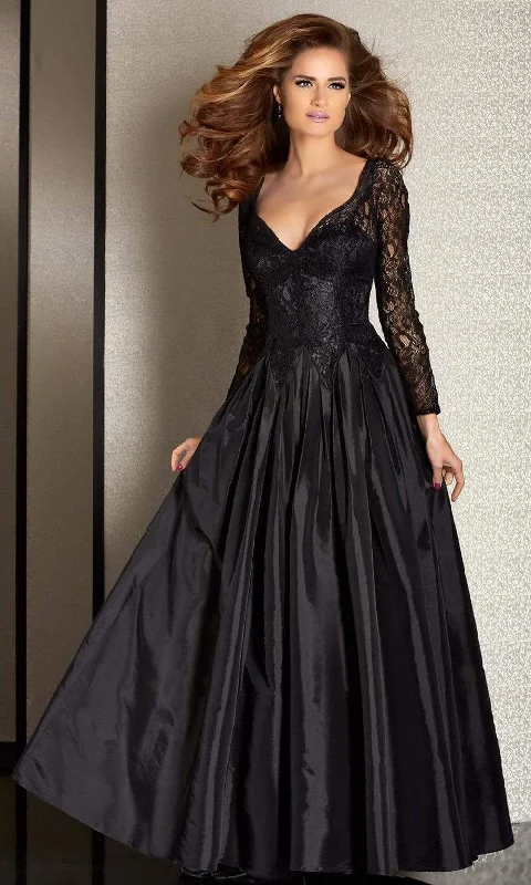 Plus size dresses for power dressing empower daily -Clarisse - M6205 Long Sleeve Illusion Lace Gown