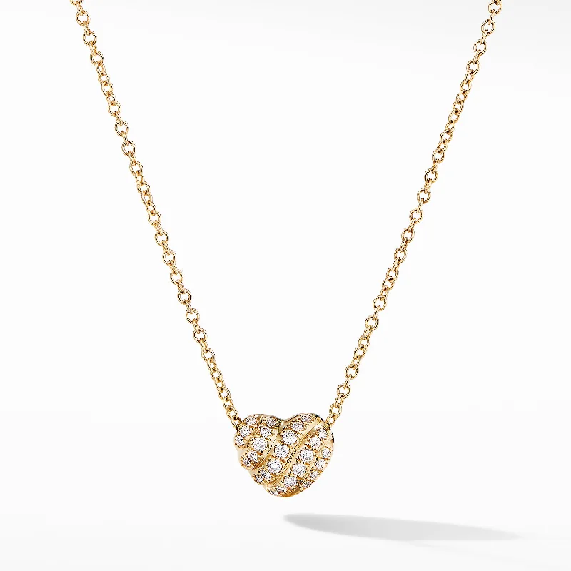 Best necklaces and pendants with floral designs for a feminine and elegant feel-Cable Collectibles® Heart Pendant in 18K Yellow Gold with Pavé Diamonds