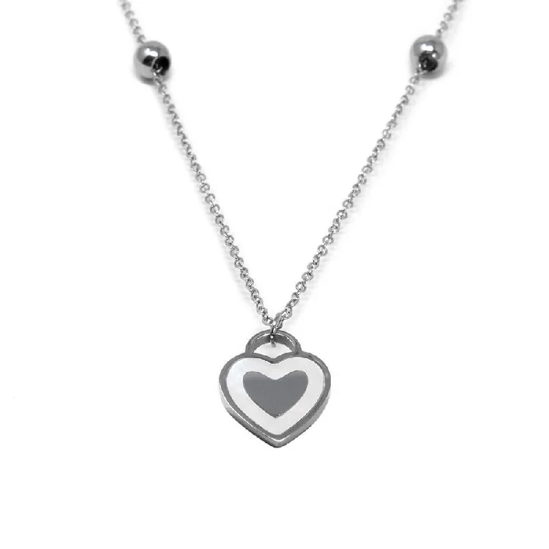 Stunning necklaces and pendants with chakra stones for healing and balance-Stainless Steel MOP Heart Necklace