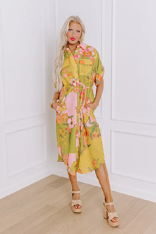 Plus size dresses featuring chiffon layers feel airy -Sunny Day Stroll Floral Midi