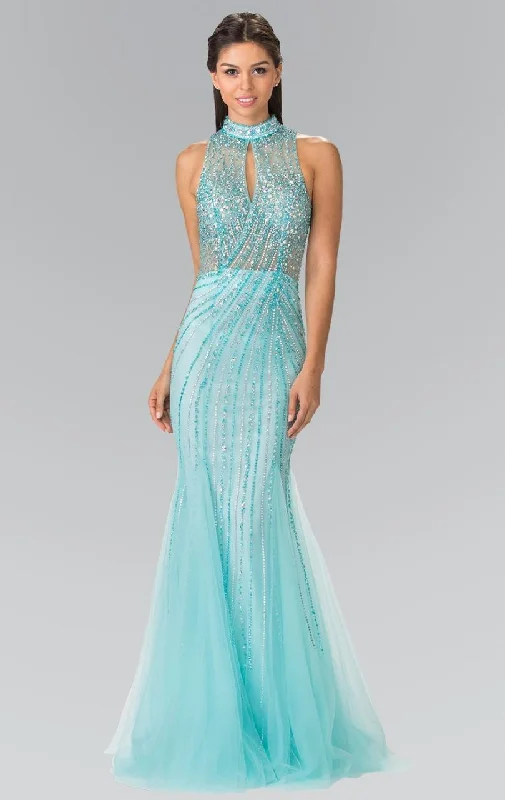 Plus size dresses with lightweight materials feel easy -Elizabeth K - GL2330 Sequined Halter Trumpet Gown