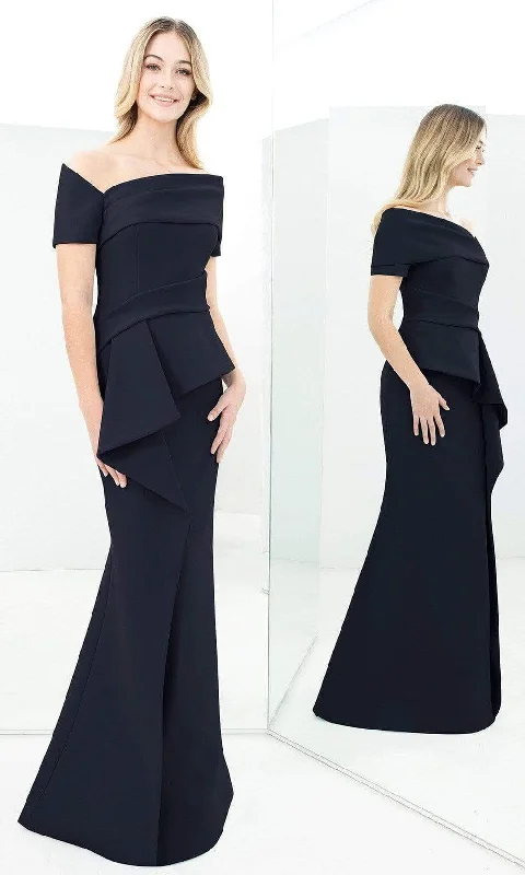 Plus size dresses featuring satin finishes feel smooth -Alexander by Daymor - One Shoulder Ruffled Peplum Mermaid Gown 1361