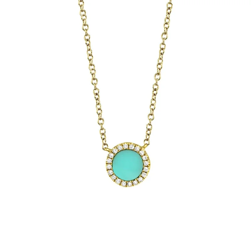 Best necklaces and pendants with opal and gold for a vibrant, luxurious contrast-Turquoise & Diamond Pendant Necklace