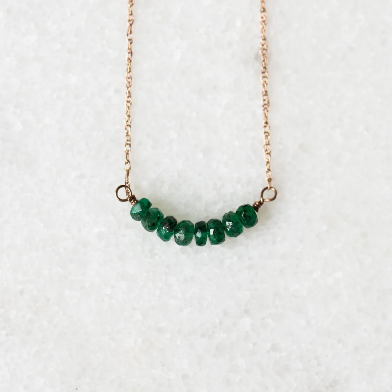 Stylish necklaces and pendants with diamonds for a glamorous and elegant look-Emerald Bar Necklace | 14-Karat