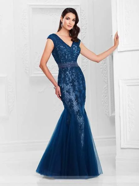 Plus size dresses with soft skirts feel light -Montage by Mon Cheri - Trumpet Gown 117907 - 1 pc Champagne in Size 6 Available