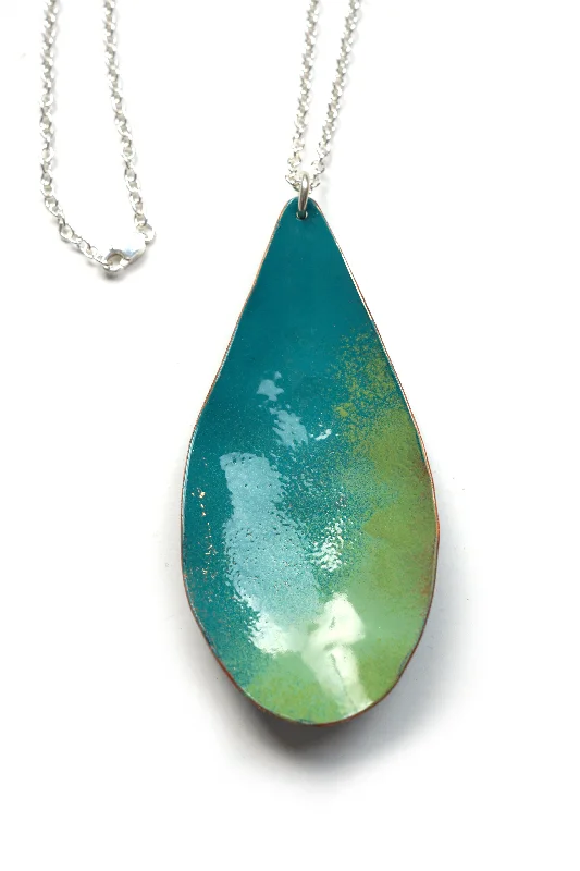 Best necklaces and pendants with seashell designs for a tropical, beachy vibe-Large Chroma Pendant in Bold Teal and Pale Green