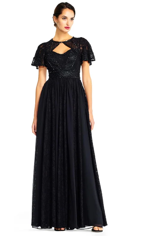 Plus size dresses for cold seasons warm up -Aidan Mattox - MD1E204601 Embellished Lace A-Line Gown