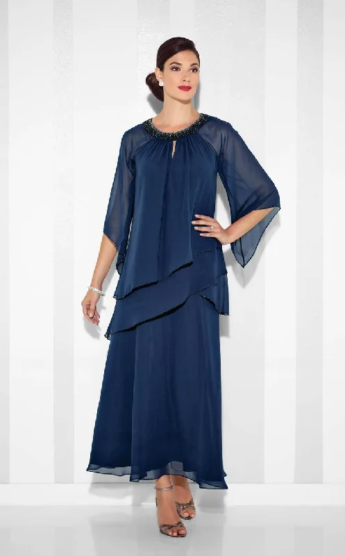 Affordable plus size dresses for casual days stay chic -Mon Cheri 117625 Asymmetrically Layered Three-Piece Chiffon Set