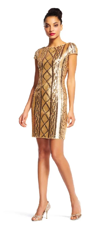 Plus size dresses with flowing skirts move freely -Adrianna Papell - AP1E200322 Cable Knit Sequined Dress