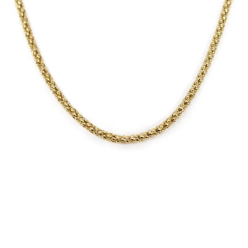 Necklaces and pendants with matching rings for a coordinated set of jewelry-Stainless Steel Gold Plated Popcorn Chain Necklace 30 Inch