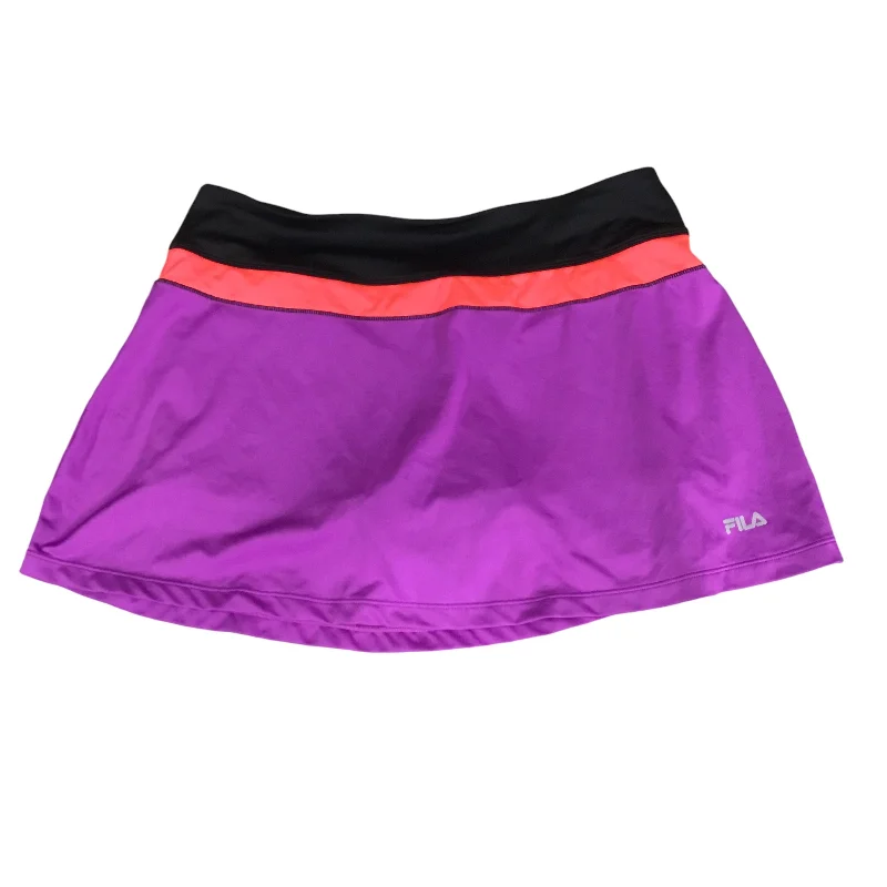 Sports pants with wide legs flow nicely -Athletic Skort By Fila In Purple, Size: L