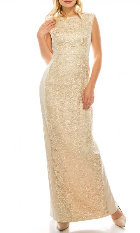 Plus size dresses for chic evenings glow quietly -Adrianna Papell - AP1E200762 Embroidered Column Dress