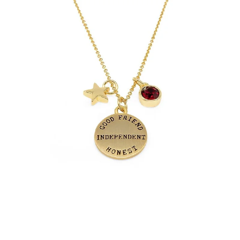 Necklaces and pendants with matching rings for a coordinated set of jewelry-Birthstone Necklace January Gold Plated