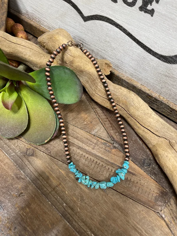 Best necklaces and pendants with vintage coin pendants for a unique accessory-Moscow Faux Copper Necklace with Turquoise Stones