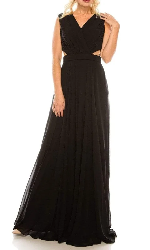 Plus size dresses with sturdy seams last long -Odrella - 4424 Surplice Neckline Chiffon A-Line Gown