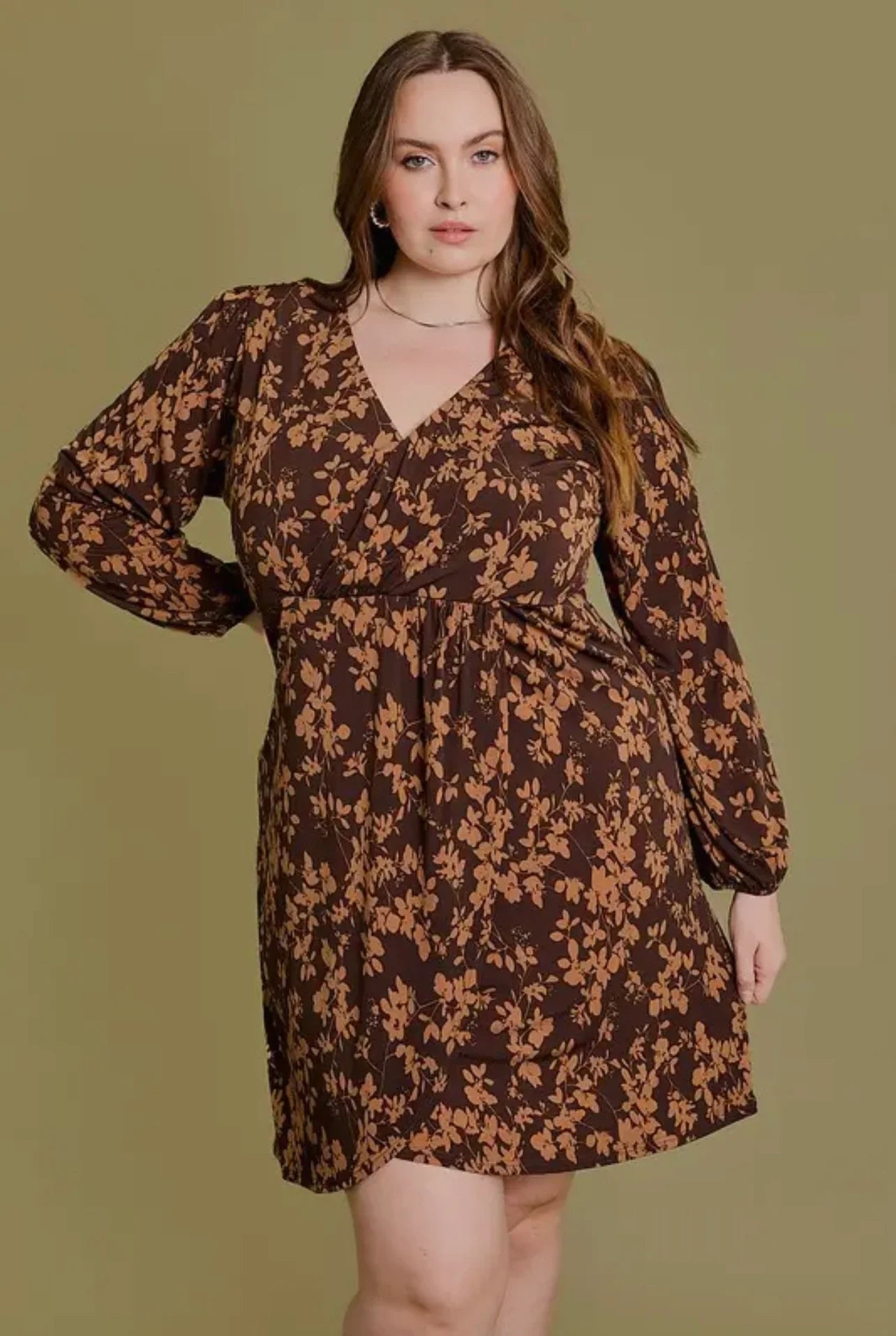 Plus size dresses with vibrant shades feel fun -Plus Size Wrap Floral Shirring Mini Dress