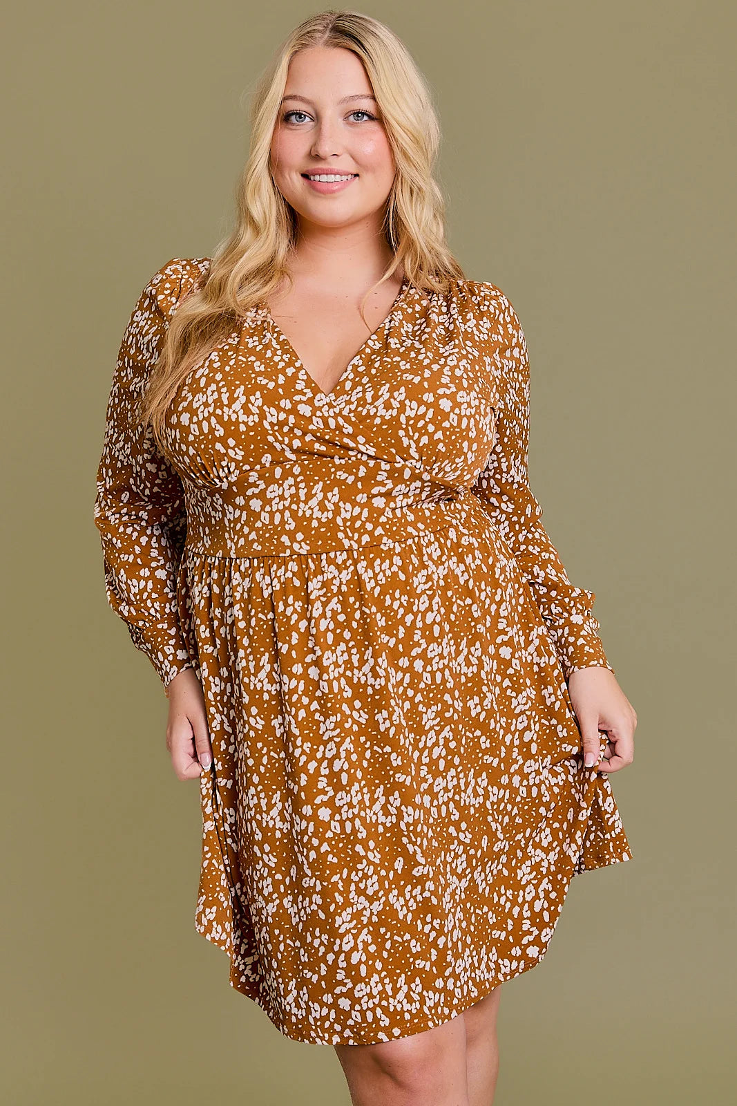 Elegant plus size dresses for weddings fit beautifully -Plus Size Animal Print Banded Waist Wrap Mini Dress