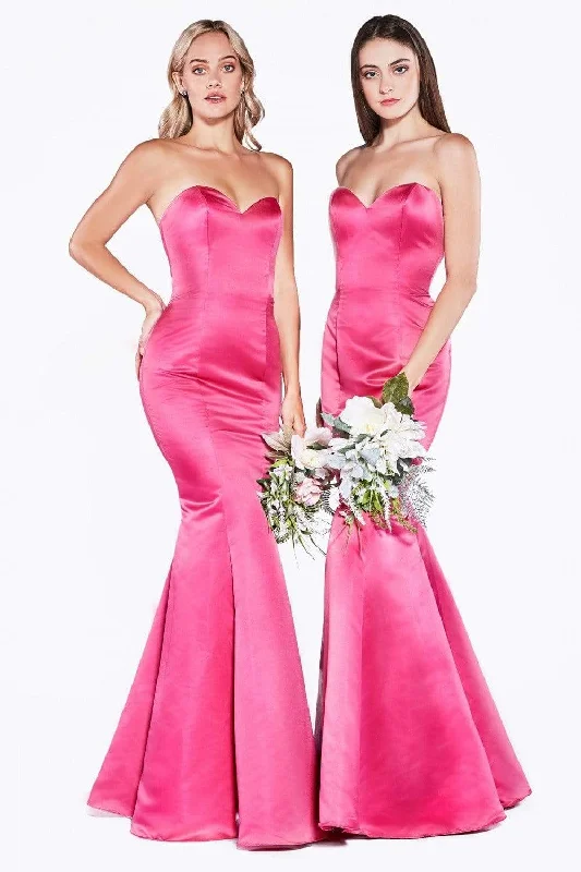 Plus size dresses featuring sequins sparkle subtly -Cinderella Divine - Strapless Sweetheart Neckline Satin Trumpet Gown 8792 - 1 pc FuchsiaI Size 22 Available