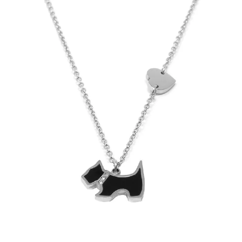 Best necklaces and pendants with butterfly wings for a delicate, graceful style-Stainless Steel Onyx Dog Necklace