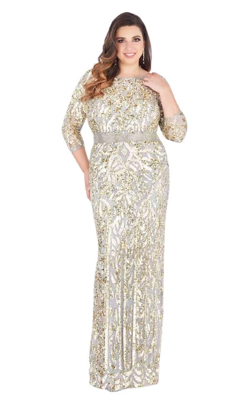 Plus size dresses for fancy nights shine bright -Mac Duggal - Beaded Bateau Sheath Evening Gown 4857F