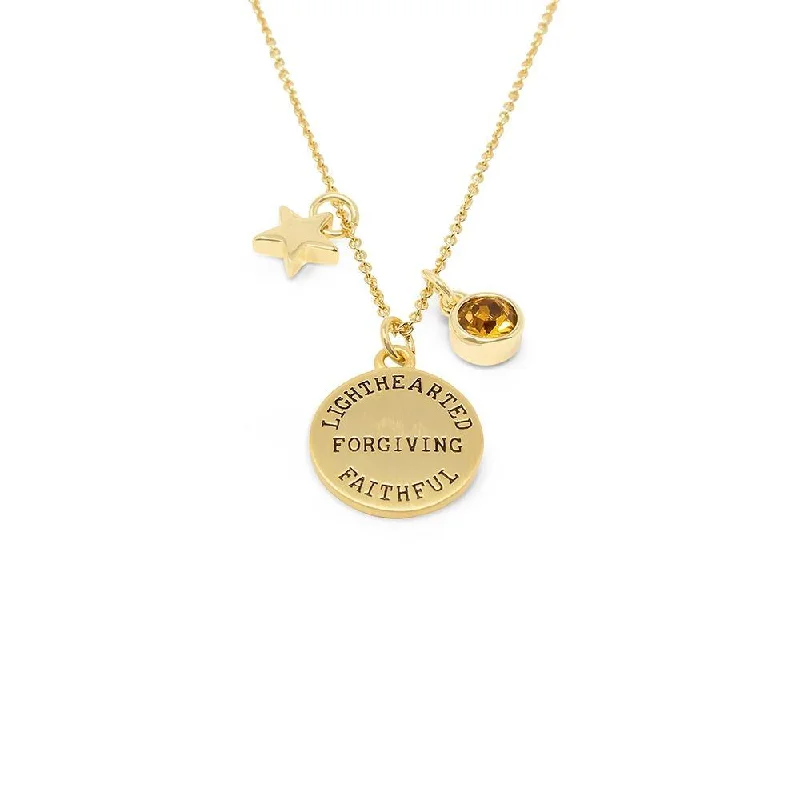 Beautiful necklaces and pendants with diamond-encrusted designs for maximum sparkle-Birthstone Necklace November Gold Plated