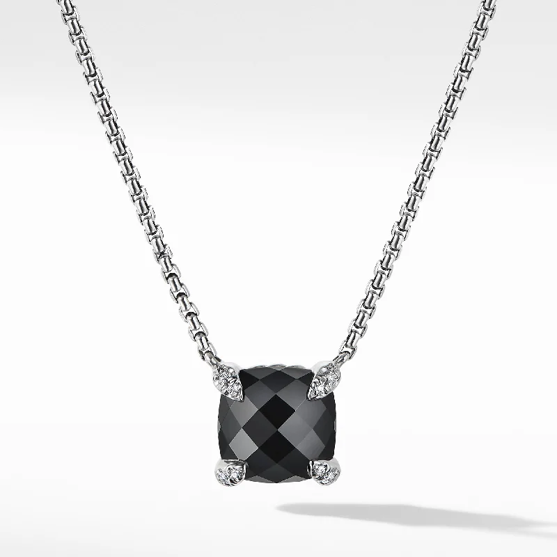 Best necklaces and pendants with seashell designs for a tropical, beachy vibe-Châtelaine® Pendant Necklace with Black Onyx and Diamonds