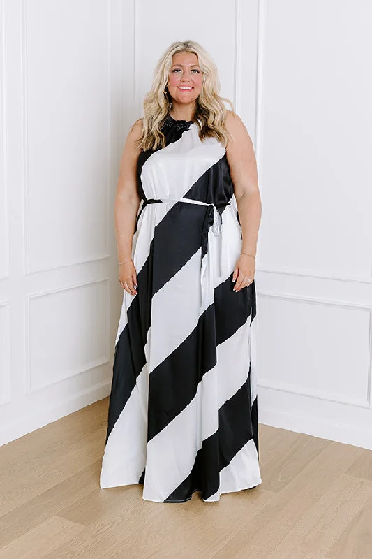 Plus size dresses for travel pack light always -Luxe Lines Satin Maxi Dress Curves